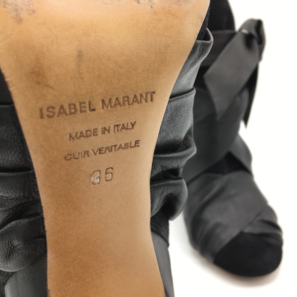 ISABEL MARANT Angie Calfskin Velvet Leather Bootie - Picture 7 of 8